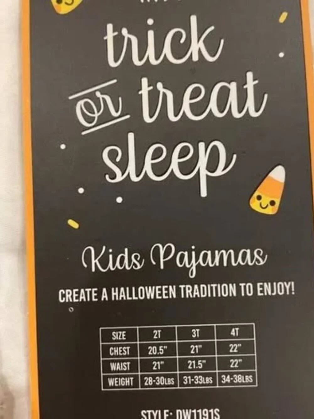 Trick or Treat Sleep Pajama Set Size 2T Black Orange NWT Halloween Pumpkin
